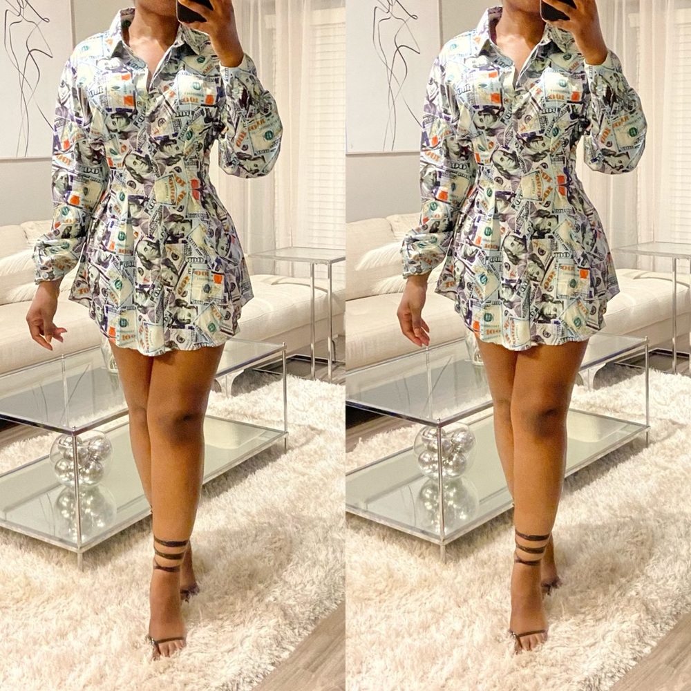Dollar Print Mini Dress